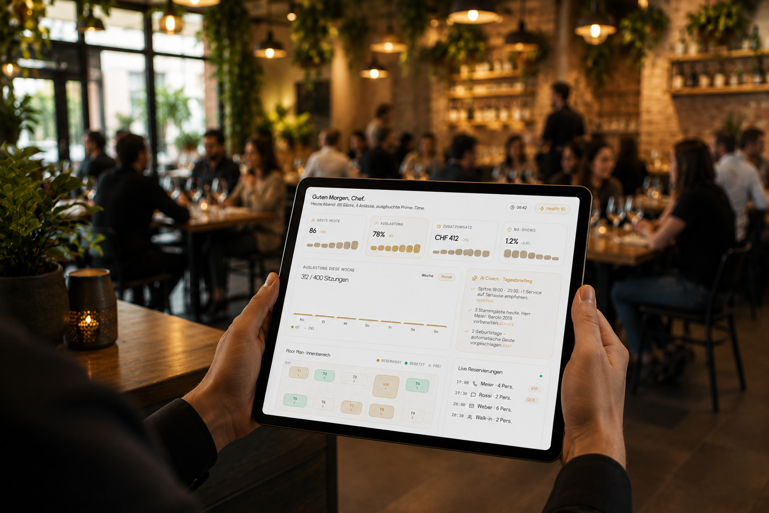 Table360 Dashboard live auf dem Tablet im Service